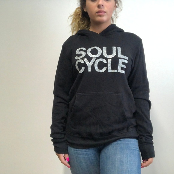 soulcycle Tops - Soul Cycle Black Long Sleeve Hoodie With Glitter
